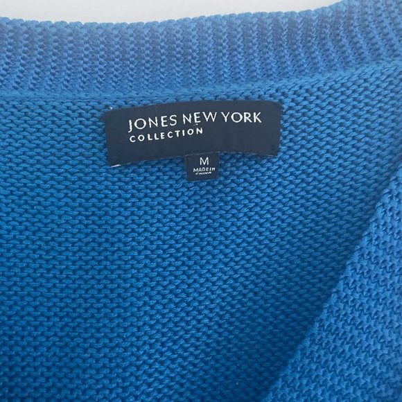 Jones New York Collection Cobalt Blue Cropped Cardigan, Size Medium - Picture 3 of 5